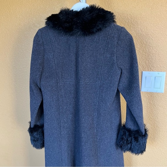 KC Collections Lambswool Faux Fur Embellished Long Coat - Picture 4 of 12